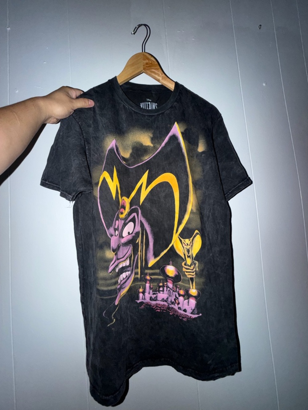 Disney Black Graphic Jafar Short Sleeve Tee with Yellow and Pink Accents